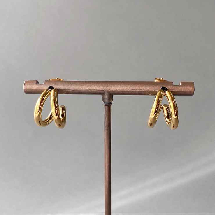 ゴールド | ダブルラインフープステンレスピアス アレルギー対応 金属アレルギー対応 | FACION