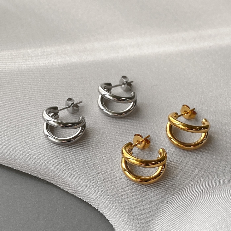 ダブルラインフープステンレスピアス アレルギー対応 金属アレルギー対応 | FACION | 詳細画像3 