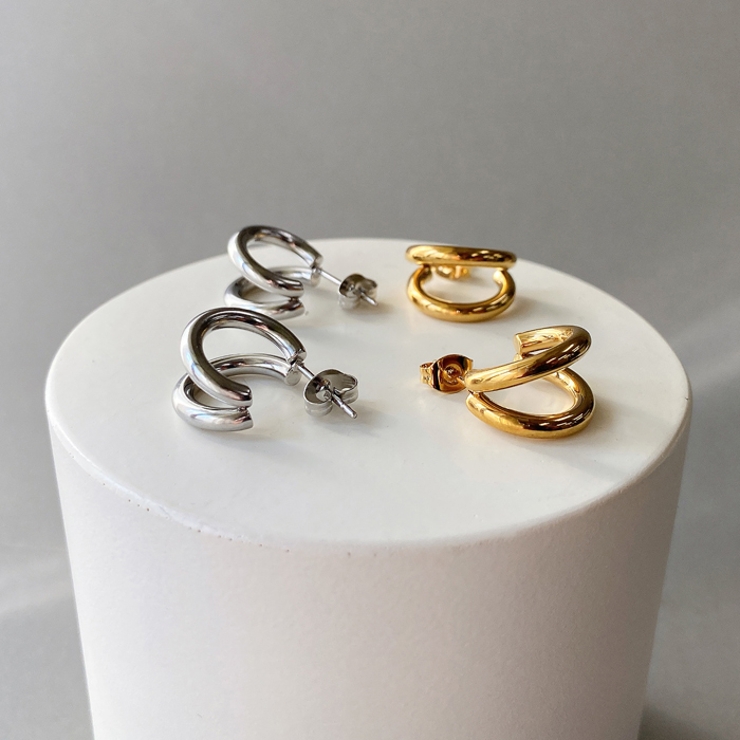 ダブルラインフープステンレスピアス アレルギー対応 金属アレルギー対応 | FACION | 詳細画像4 