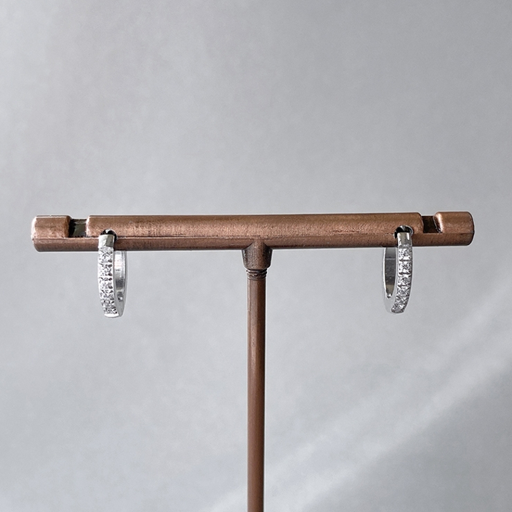 シルバー | ジルコニアラインワンタッチステンレスフープピアス アレルギー対応 金属アレルギー | FACION