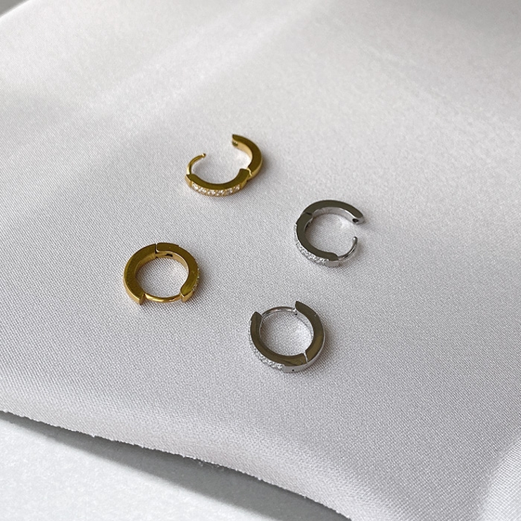 ジルコニアラインワンタッチステンレスフープピアス アレルギー対応 金属アレルギー | FACION | 詳細画像2 