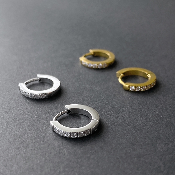 ジルコニアラインワンタッチステンレスフープピアス アレルギー対応 金属アレルギー | FACION | 詳細画像1 