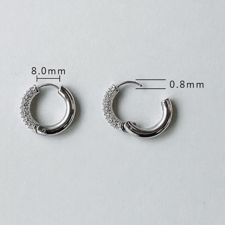 パヴェジルコニアステンレスワンタッチフープピアス 両耳用 アレルギー対応 | FACION | 詳細画像10 