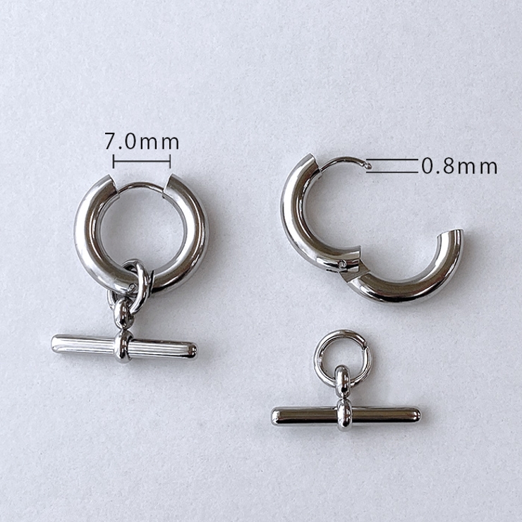 T字チャームワンタッチフープステンレスピアス アレルギー対応 つけっぱなし | FACION | 詳細画像6 