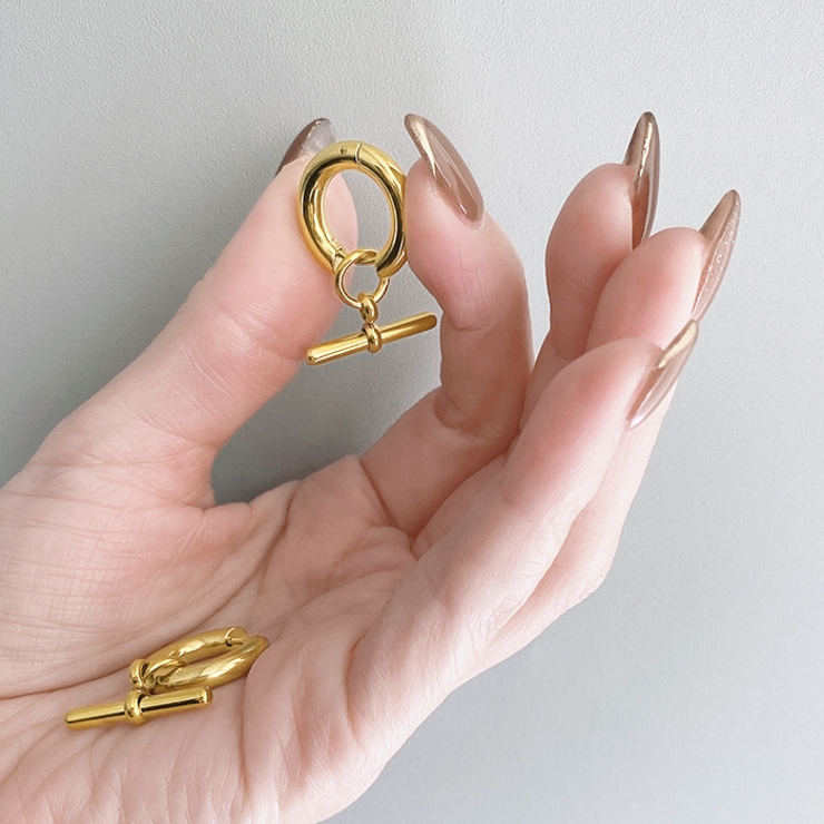 T字チャームワンタッチフープステンレスピアス アレルギー対応 つけっぱなし | FACION | 詳細画像12 