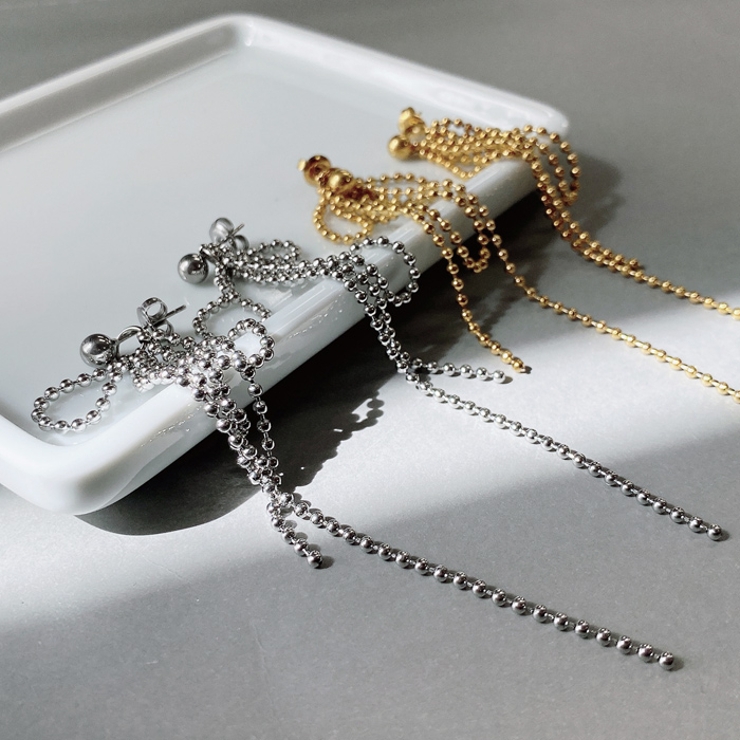 リボンチェーンステンレスピアス チェーンピアス サージカルステンレス | FACION | 詳細画像2 