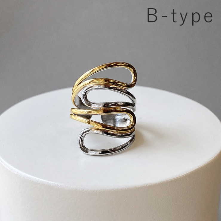 B-type | SGカラーワイドウェーブステンレスリング 指輪 レディース | FACION