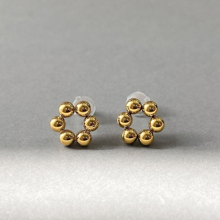 ゴールド | フラワーボールステンレスミニピアス 金属アレルギー対応 サージカルステンレス | FACION