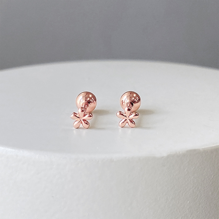 メタルピンク | フラワーミニステンレスピアス サージカルステンレス 両耳用 | FACION