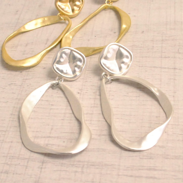 変形フレームソフトメタルピアス シルバー ゴールド | FACION | 詳細画像1 