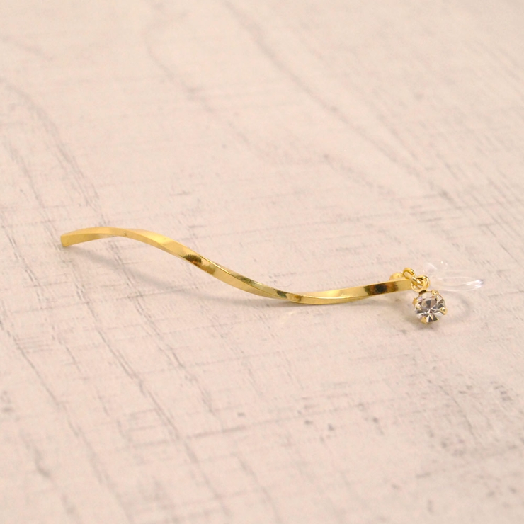 ウェーブラインバー樹脂イヤリング ノンホールピアス シンプル | FACION | 詳細画像2 