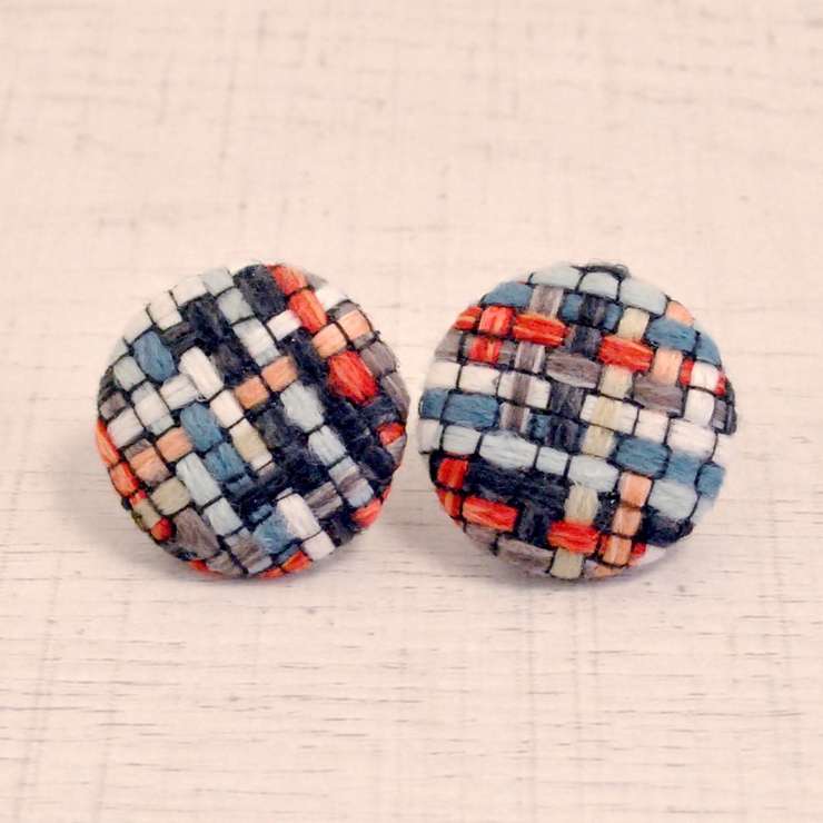 チェック編みボタン2WAYピアス アンティーク ビンテージ | FACION | 詳細画像3 