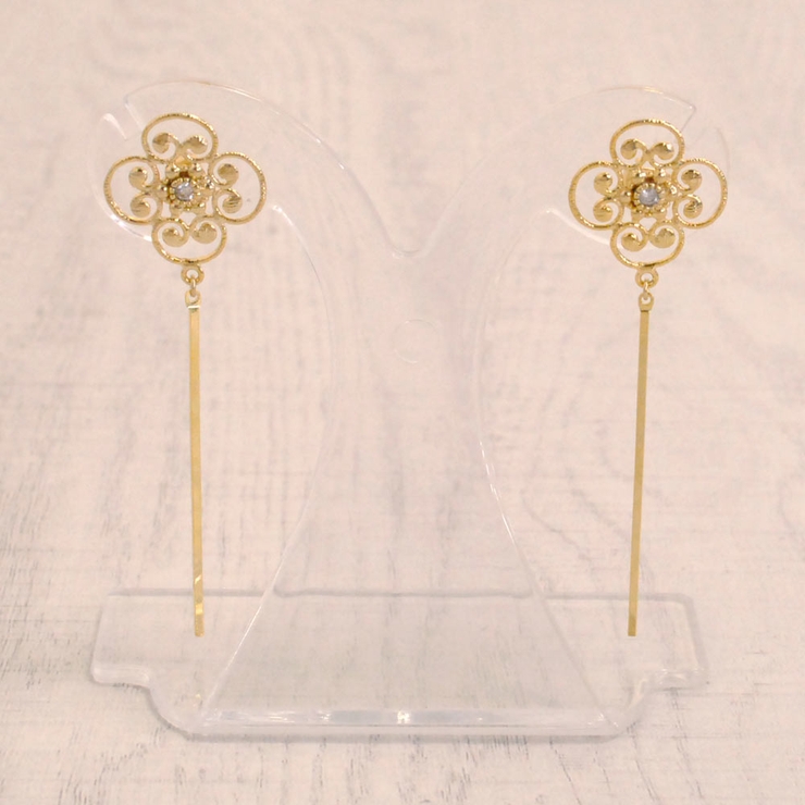 フラワーストーン＆ラインバーピアス ピアス シンプル | FACION | 詳細画像6 