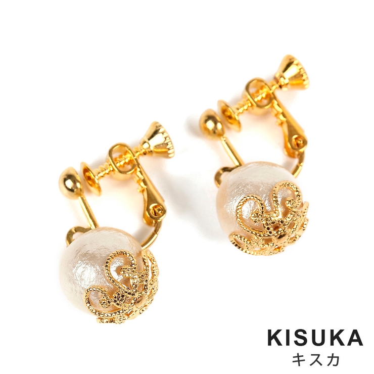 コットンパールぶらイヤリング ホワイト キスカ | FACION | 詳細画像3 