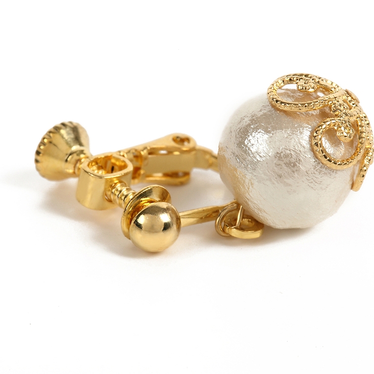 コットンパールぶらイヤリング ホワイト キスカ | FACION | 詳細画像6 