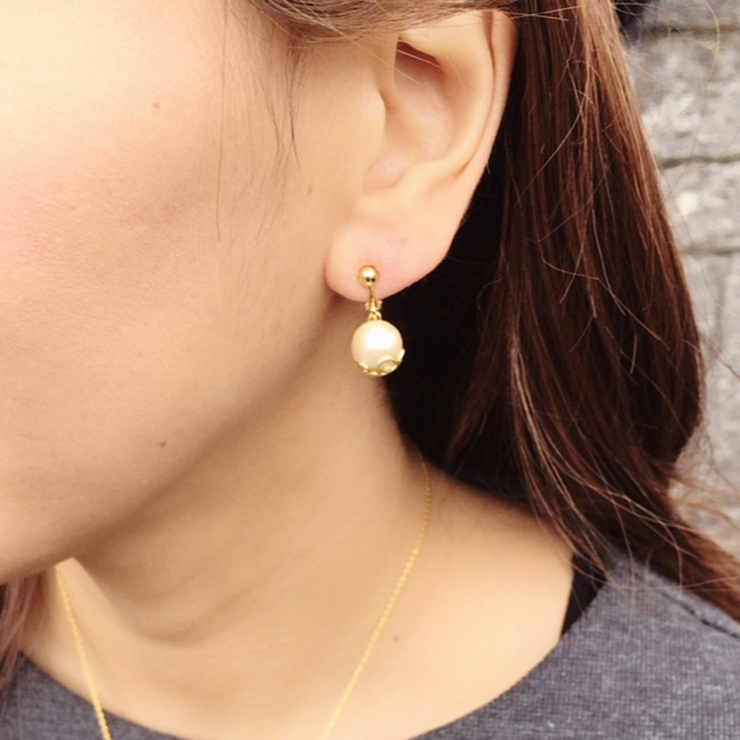 コットンパールぶらイヤリング ホワイト キスカ | FACION | 詳細画像8 