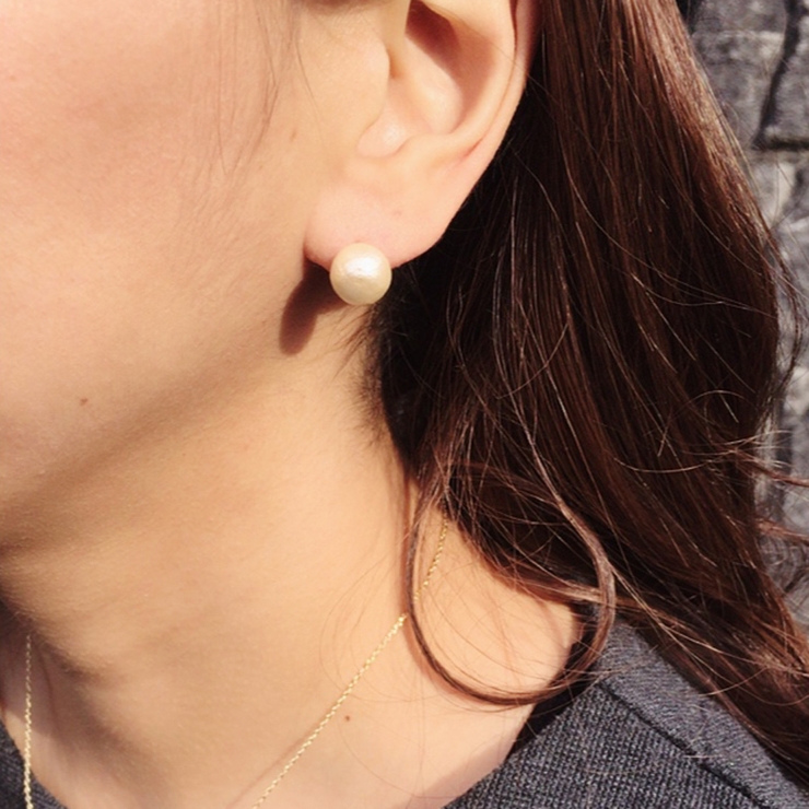 コットンパール10mmスタッドピアス ホワイト キスカ | FACION | 詳細画像7 