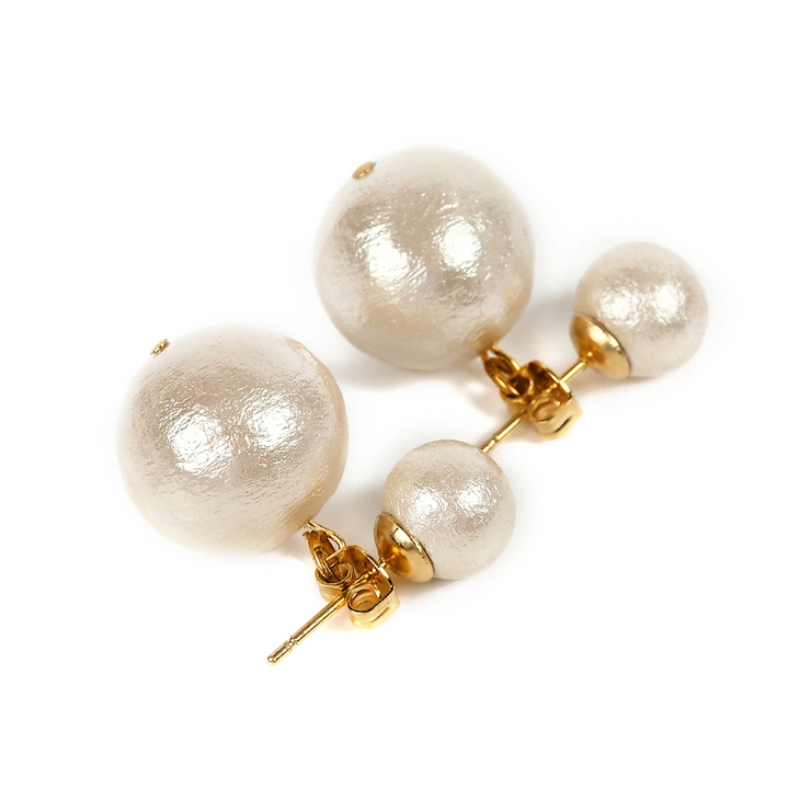 コットンパールダブルピアス 大珠 ホワイト | FACION | 詳細画像3 