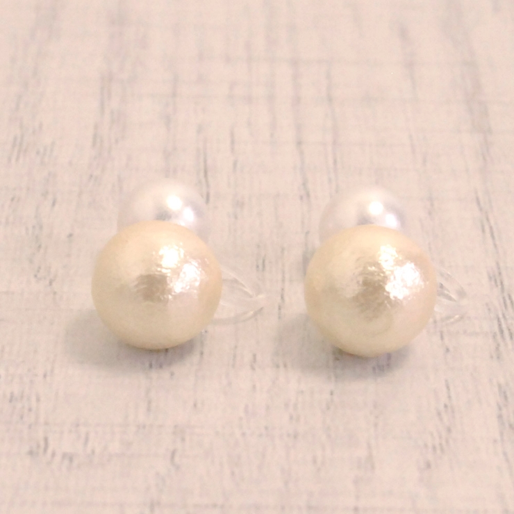 10mm | コットンパールリバーシブル樹脂イヤリング 大珠 ノンホールピアス | FACION