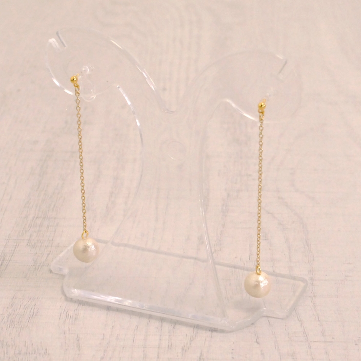 8mmコットンパールチェーン樹脂イヤリングノンホールピアス 真珠 入学式 | FACION | 詳細画像4 