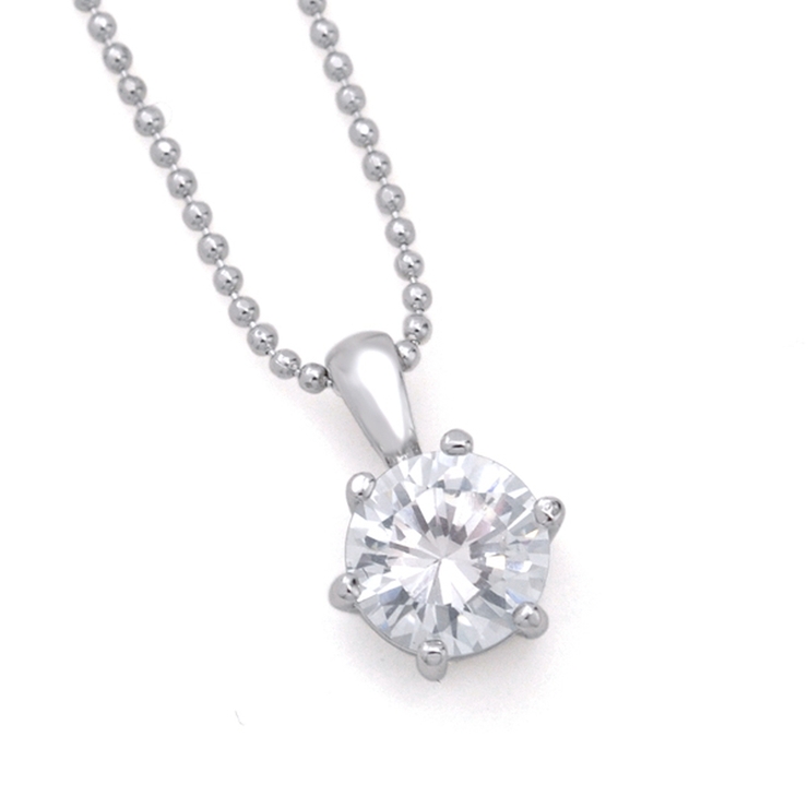 AAA大粒ジルコニア６本爪ネックレス 一粒 シルバー | FACION | 詳細画像2 