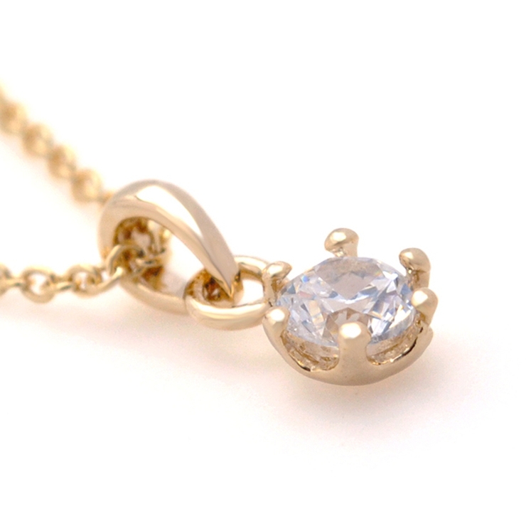 一粒ジルコニア6本爪ネックレス シルバー ゴールド | FACION | 詳細画像6 