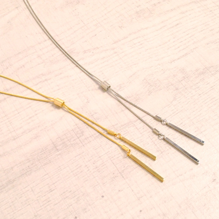 スライド式メタルロングY字ネックレスラインシンプルロングチェーンパーティー | FACION | 詳細画像1 