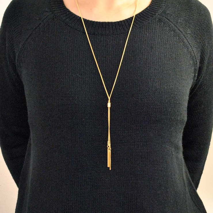 スライド式メタルロングY字ネックレスラインシンプルロングチェーンパーティー | FACION | 詳細画像8 
