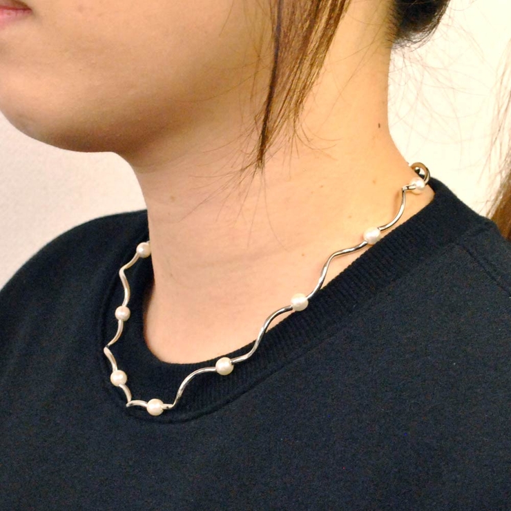 変形メタル＆パール付チョーカーネックレスニュアンストレンド人気 | FACION | 詳細画像6 