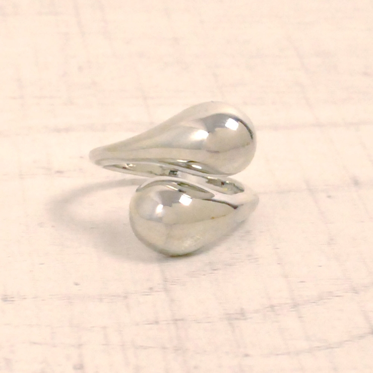 シルバー | ダブルドロップメタルリング 指輪シルバーゴールドフリーサイズボリューム | FACION