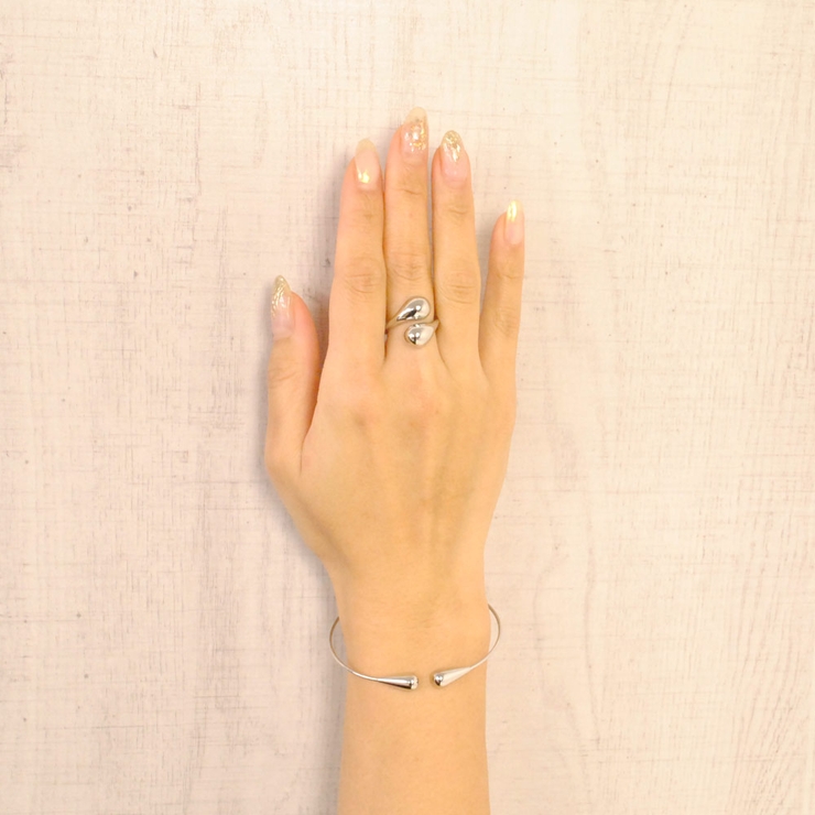 ダブルドロップメタルリング 指輪シルバーゴールドフリーサイズボリューム | FACION | 詳細画像4 