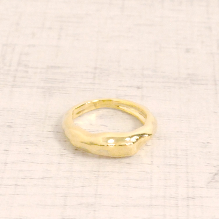 ゴールド | エンボスメタルピンキーリング 指輪5号いびつハンドメイドゆがみ変形ニュアンスピン… | FACION