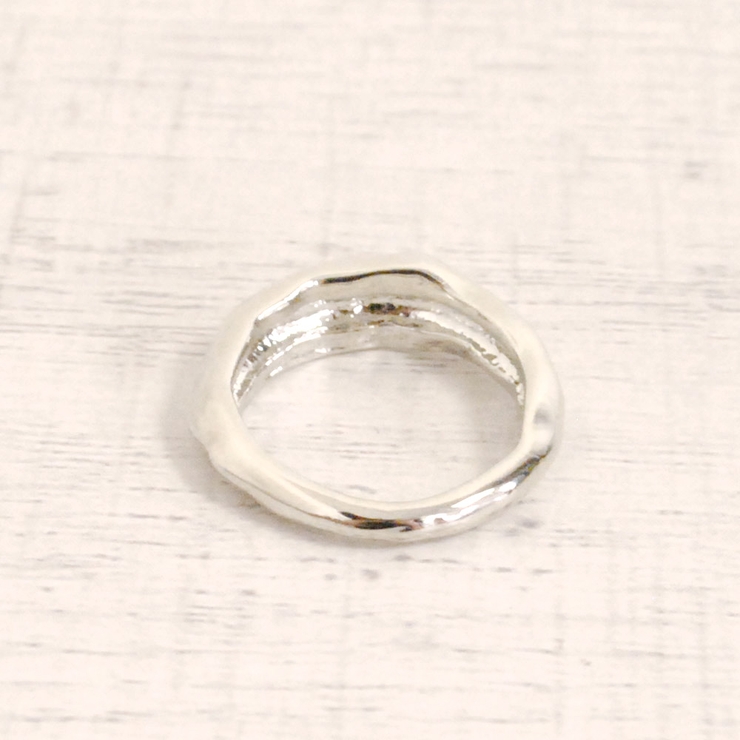 エンボスメタルピンキーリング 指輪5号いびつハンドメイドゆがみ変形ニュアンスピン… | FACION | 詳細画像2 