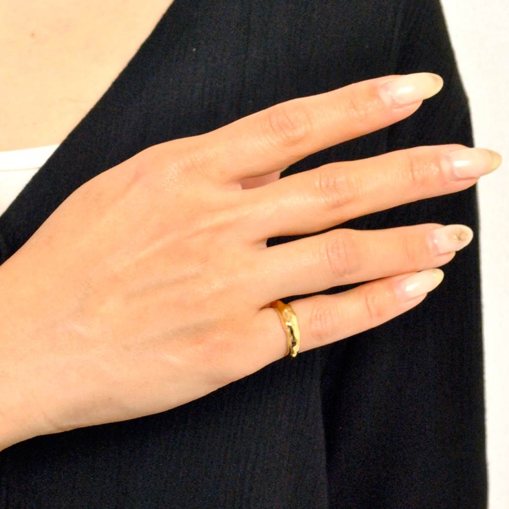 エンボスメタルピンキーリング 指輪5号いびつハンドメイドゆがみ変形ニュアンスピン… | FACION | 詳細画像6 