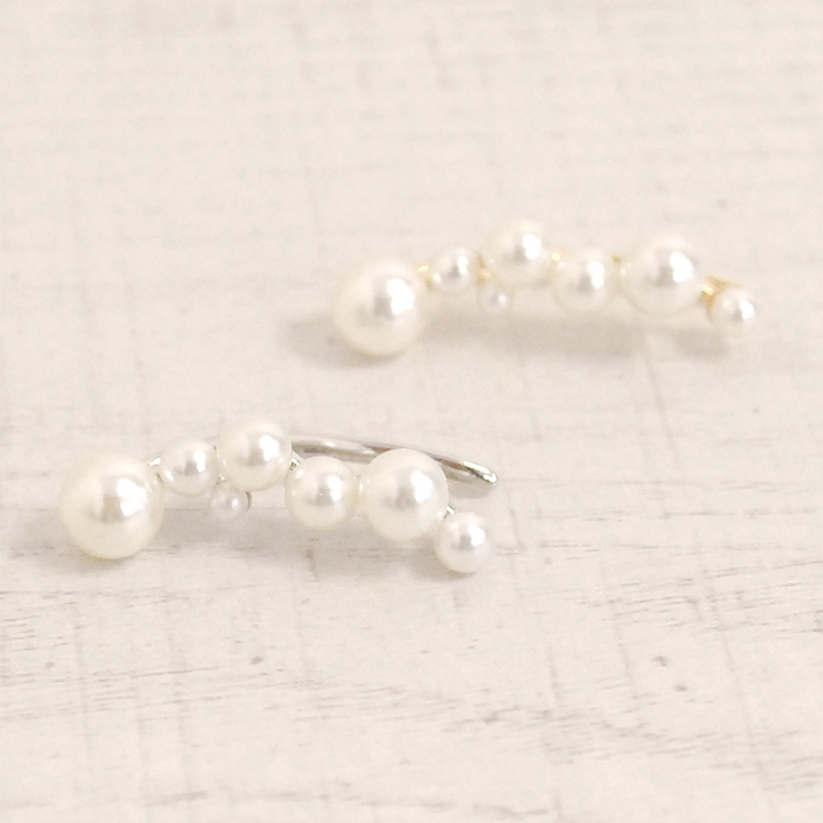 片耳用 バブルパールラインイヤーカフ 軟骨ピアスノンホールピアスイヤリング | FACION | 詳細画像1 