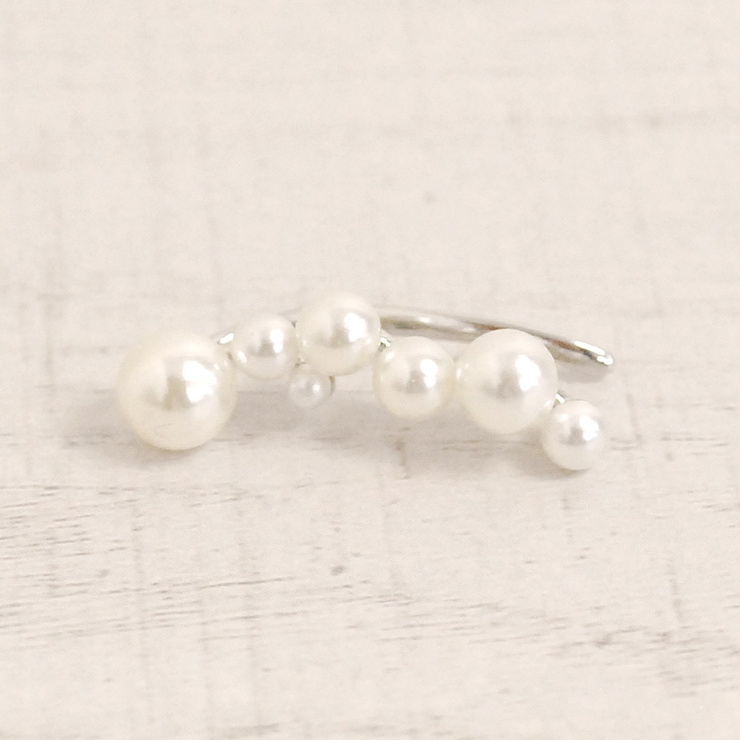 シルバー | 片耳用 バブルパールラインイヤーカフ 軟骨ピアスノンホールピアスイヤリング | FACION