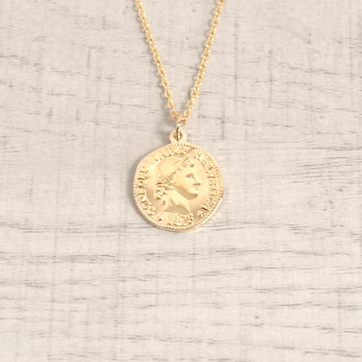 ゴールド | ニュアンスメダルコインネックレス 英国女王ペンダント | FACION