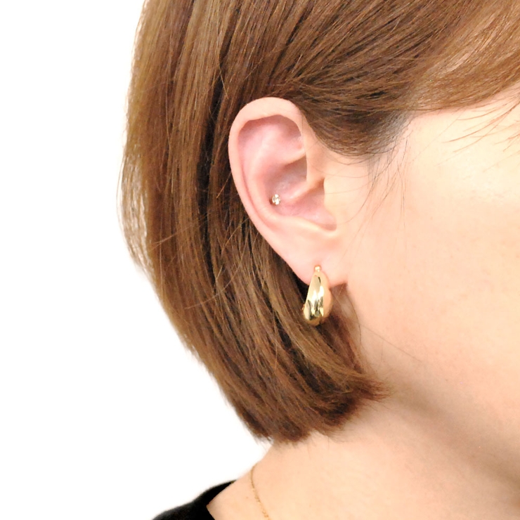 プランプドロップメタルイヤリング 軟骨ピアスノンホールピアスチャンキー | FACION | 詳細画像7 