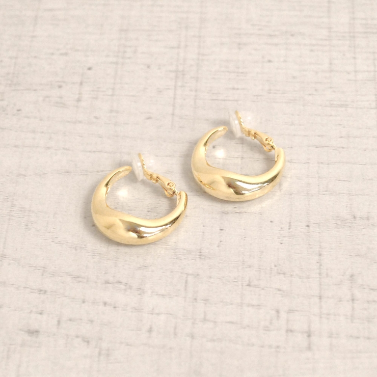 ゴールド | 変形プランプメタルフープイヤリング 軟骨ピアスノンホールピアスゆがみ | FACION