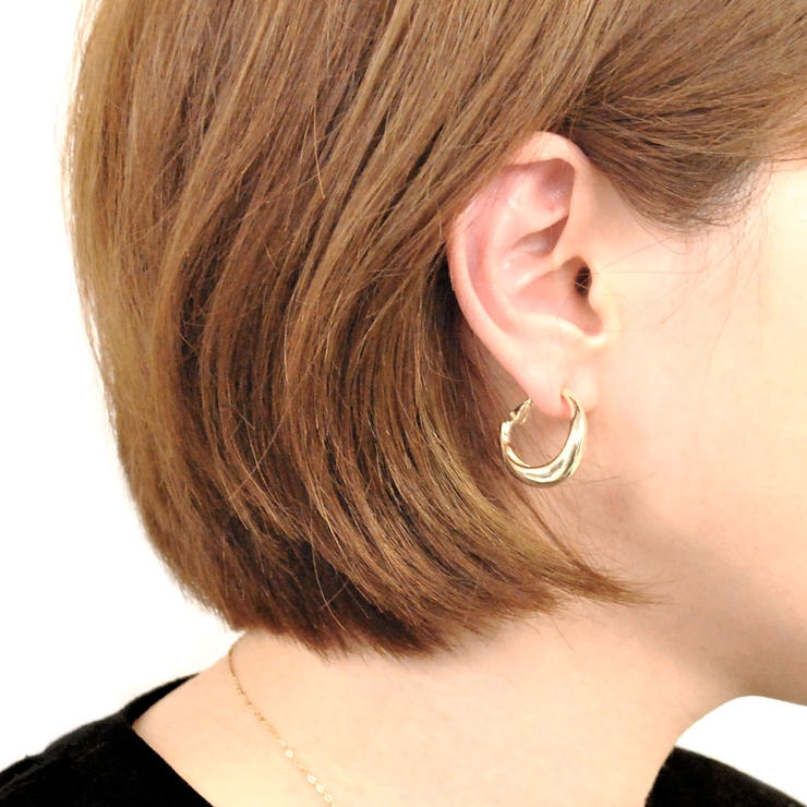 変形プランプメタルフープイヤリング 軟骨ピアスノンホールピアスゆがみ | FACION | 詳細画像7 