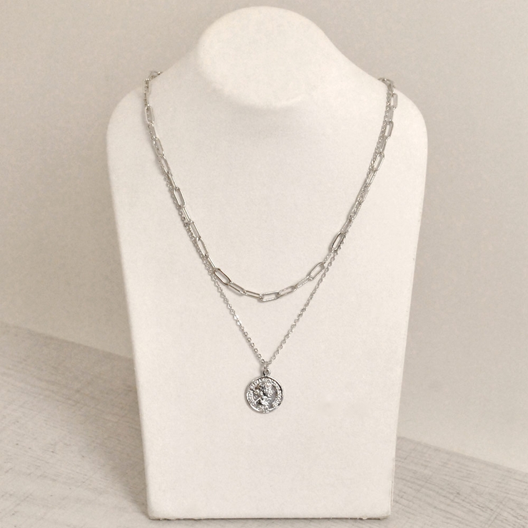 シルバー | 英国コイン2連チェーンネックレス シルバーゴールド結婚式レディース | FACION