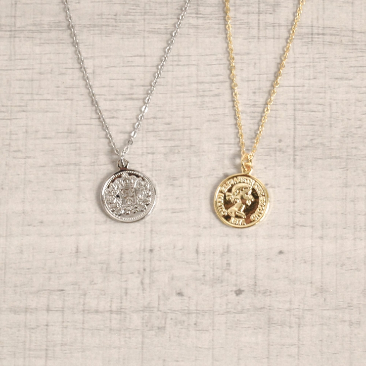 英国コイン2連チェーンネックレス シルバーゴールド結婚式レディース | FACION | 詳細画像2 