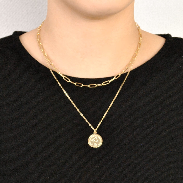 英国コイン2連チェーンネックレス シルバーゴールド結婚式レディース | FACION | 詳細画像5 