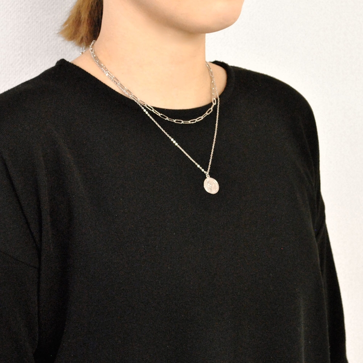 英国コイン2連チェーンネックレス シルバーゴールド結婚式レディース | FACION | 詳細画像6 