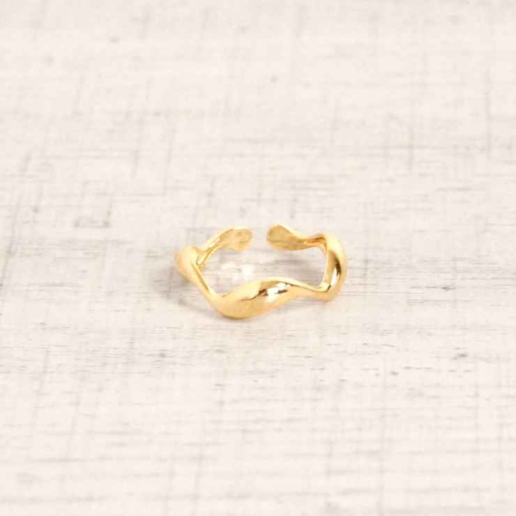 ゴールド | ウェーブニュアンスメタルリング 指輪 変形ゆがみシルバーゴールド | FACION