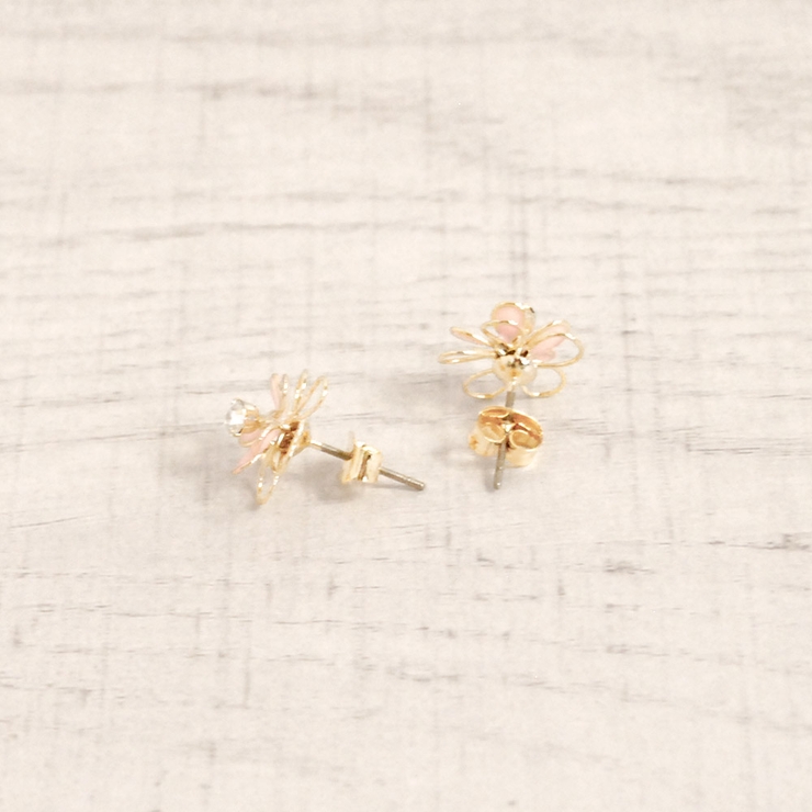 パステルカラーストーン付フラワーピアス 春夏花チタンポスト浴衣 | FACION | 詳細画像2 