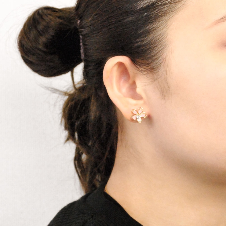 パステルカラーストーン付フラワーピアス 春夏花チタンポスト浴衣 | FACION | 詳細画像4 