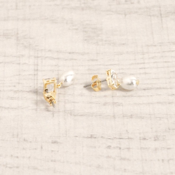 スクエアストーン付パールピアス 春夏カラーストーンチタンポスト浴衣 | FACION | 詳細画像2 