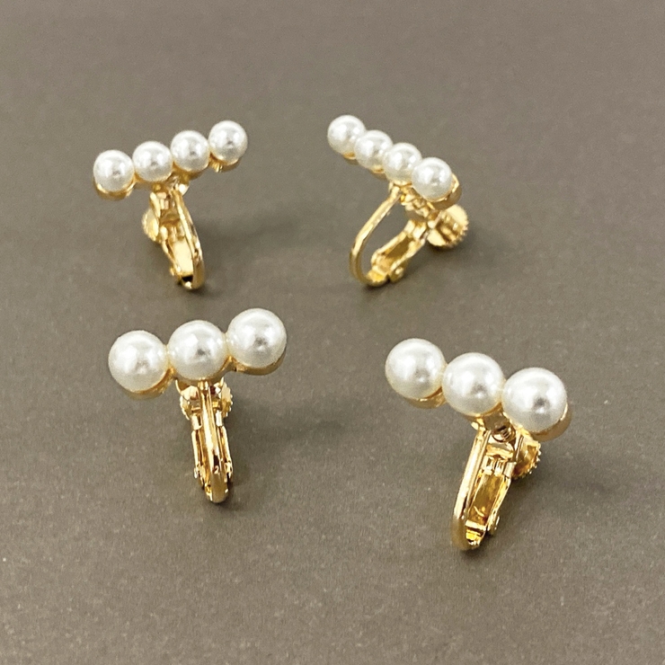 パールラインバーイヤリング レディース シルバー ゴールド ノンホールピアス | FACION | 詳細画像1 