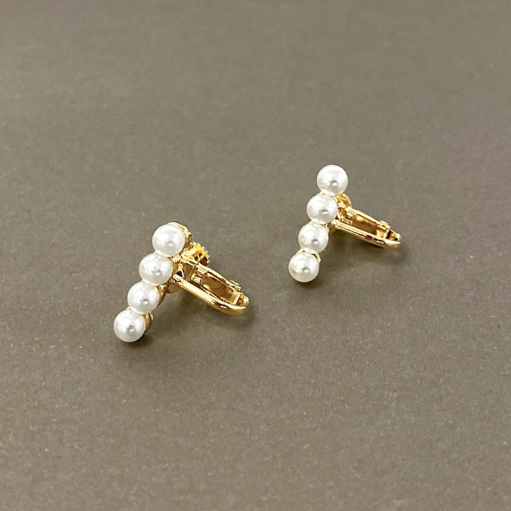 4pcs | パールラインバーイヤリング レディース シルバー ゴールド ノンホールピアス | FACION